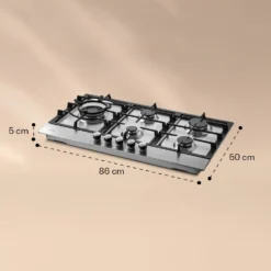 Ignito Chef Edition 5 Zonen Gaskochfeld 5-flammig Sabaf-Brenner Glaskeramik -Deutschland Klarstein Verkaufs-Shop 10040147 yy 0007 dimensions