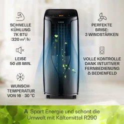 New Breeze 7 Mobile Klimaanlage 7000BTU 2,1kW 34m² Mobil Fernbedienung -Deutschland Klarstein Verkaufs-Shop 10040152 de 0003 usp