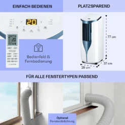 New Breeze 7 Mobile Klimaanlage 7000BTU 2,1kW Bis 34m² EEC A Mobil Fernbedienung -Deutschland Klarstein Verkaufs-Shop 10040153 de 0006 usp