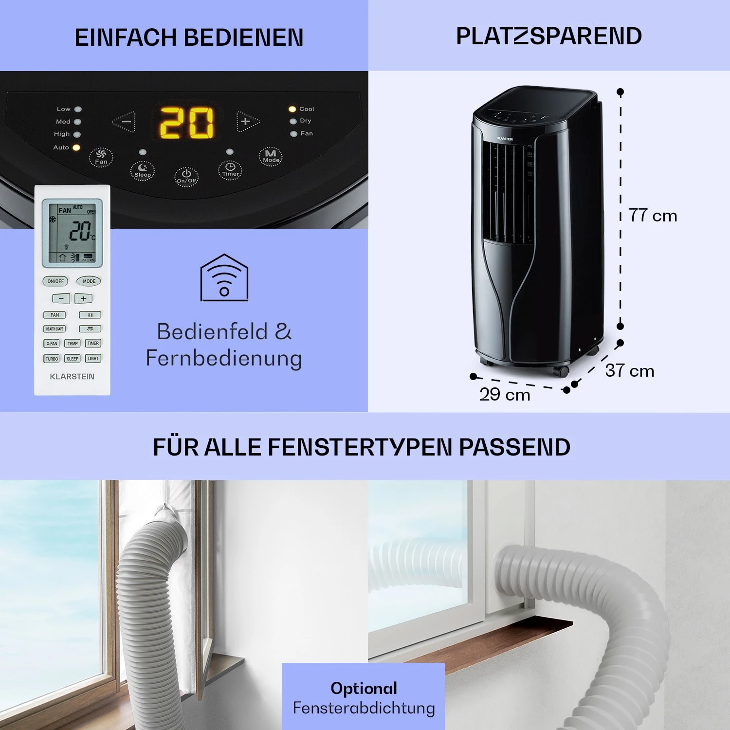 New Breeze 9 mobile Klimaanlage 4-in-1 9.000 BTU / 2,6 kW EEK A Bodenrollen Timer New Breeze 9 Mobile Klimaanlage 4-in-1 9.000 BTU / 2,6 KW EEK A Bodenrollen Timer -Deutschland Klarstein Verkaufs-Shop 10040154 de 0006 usp