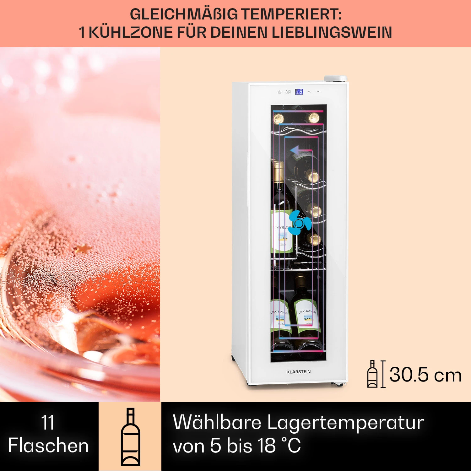 Shiraz 12 Slim Uno Weinkühlschrank 32l/12Fl.Touch 85 W 5-18 °C LED Shiraz 12 Slim Uno Weinkühlschrank 32l/12Fl.Touch 85 W 5-18 °C LED -Deutschland Klarstein Verkaufs-Shop 10040213 de 0003 usp