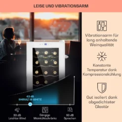 Shiraz 18 Slim Uno Weinkühlschrank 50l 18Fl Touch-Bedienfeld 5-18°C -Deutschland Klarstein Verkaufs-Shop 10040215 de 0004 usp