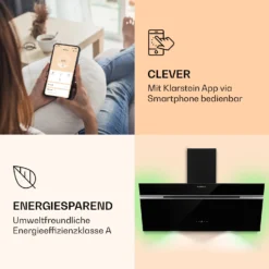 Alina 90 Smart Dunstabzugshaube 90cm 594m³/h LED Ambiente Glasfront -Deutschland Klarstein Verkaufs-Shop 10040232 de 0003 logo
