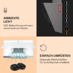 Aurora 90 Smart Dunstabzugshaube 550 M³/h 90cm Kopffrei Ambiente-Licht EEC A++ -Deutschland Klarstein Verkaufs-Shop 10040237 de 0005 logo