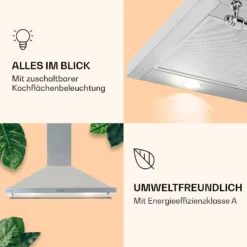Montblanc 90 Dunstabzugshaube 610m³/h 165W 2x1,5W LED Reling -Deutschland Klarstein Verkaufs-Shop 10040268 de 0003 logo