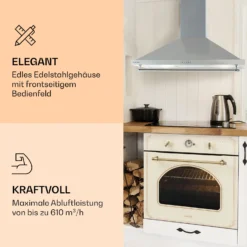 Montblanc 90 Dunstabzugshaube 610m³/h 165W 2x1,5W LED Reling -Deutschland Klarstein Verkaufs-Shop 10040268 de 0004 logo