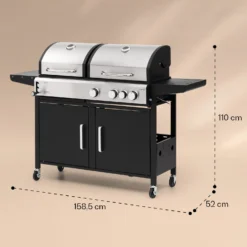 Kingsville 3.1 Kombigrill Gas + Kohle 10,9 KW 3+1 Brenner -Deutschland Klarstein Verkaufs-Shop 10040270 yy 0008 dimensions