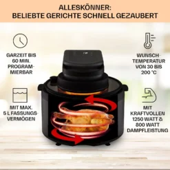Vendure Heißluftfritteuse Mit Dampffunktion 1250W 5 Liter 6 Programme 2 Vendure Heißluftfritteuse Mit Dampffunktion 1250W 5 Liter 6 Programme -Deutschland Klarstein Verkaufs-Shop 10040278 de 0003 usp