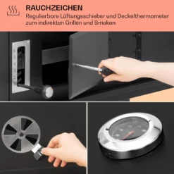 Aberdeen Double Holzkohlegrill Smoker Thermometer 2 Seitentische Mobil -Deutschland Klarstein Verkaufs-Shop 10040293 de 0005 usp