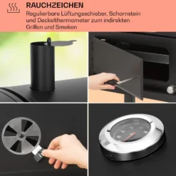Aberdeen Kombi-Grill Gas Kohle Smoker Thermometer 2 Seitentische Mobil -Deutschland Klarstein Verkaufs-Shop 10040294 de 0005 usp