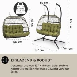 Biarritz Double Hängesessel Zweier PE Aluminium Polyrattan 260 Kg 3 Biarritz Double Hängesessel Zweier PE Aluminium Polyrattan 260 Kg -Deutschland Klarstein Verkaufs-Shop 10040298 de 0004 usp