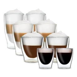 DUOS Doppelwandiges Glas | Thermoglas | 80, 200, 310, 400 Ml | Trinkglas | Espressoglas, Teeglas, Shotglas | Für Heiße Und Kalte Getränke | Borosilikatglas| Hitze- Und Kältebeständig | Handgemacht | Spülmaschinenfest | Schwebe-Effekt