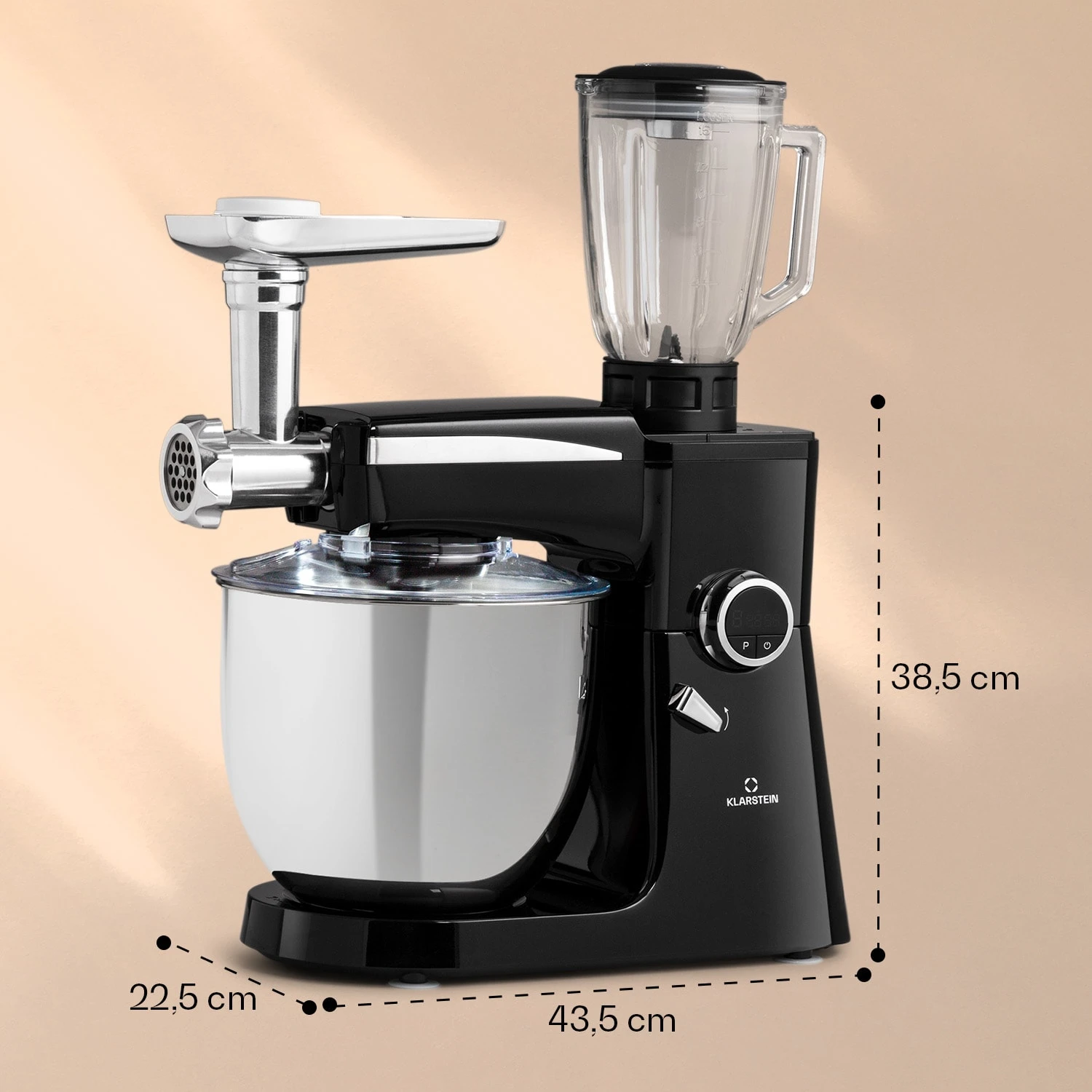 Renata Rossa Küchenmaschine 3-in-1 2000W 2,7PS 5Ltr Edelstahl BPA-frei Renata Rossa Küchenmaschine 3-in-1 2000W 2,7PS 5Ltr Edelstahl BPA-frei -Deutschland Klarstein Verkaufs-Shop 10040500 yy 0008 dimensions