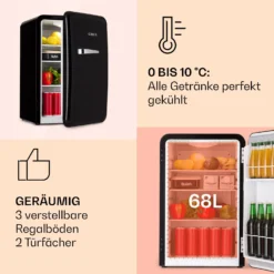 Audrey Retro-Kühlschrank 70 Liter 3 Regale 2 Türfächer Innenbeleuchtung -Deutschland Klarstein Verkaufs-Shop 10040739 de 0003 logo