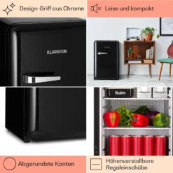 Audrey Retro-Kühlschrank 70 Liter 3 Regale 2 Türfächer Innenbeleuchtung -Deutschland Klarstein Verkaufs-Shop 10040739 de 0004 logo
