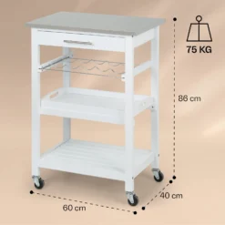 Vermont Servierwagen Küchenwagen 5 Etagen Holz Edelstahl Mobil -Deutschland Klarstein Verkaufs-Shop 10041118 yy 0007 dimensions