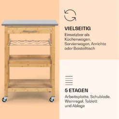 Vermont Servierwagen Küchenwagen 5 Etagen Holz Edelstahl Mobil -Deutschland Klarstein Verkaufs-Shop 10041119 de 0004 logo