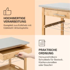 Vermont Servierwagen Küchenwagen 5 Etagen Holz Edelstahl Mobil -Deutschland Klarstein Verkaufs-Shop 10041119 de 0005 logo