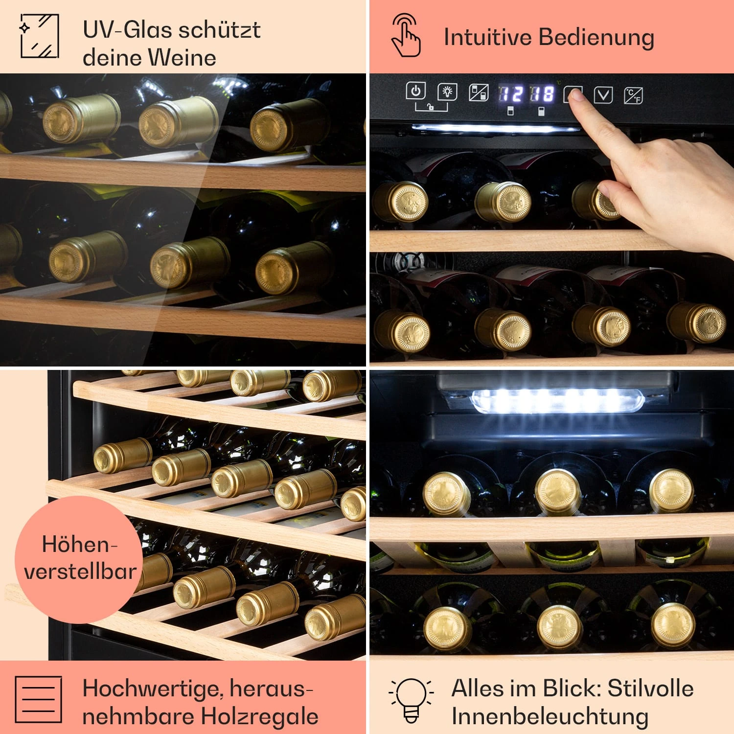 Barossa 29 Duo Weinkühlschrank 29 Fl 80 Ltr 2 Zonen Drucktasten Barossa 29 Duo Weinkühlschrank 29 Fl 80 Ltr 2 Zonen Drucktasten -Deutschland Klarstein Verkaufs-Shop 10041124 de 0005 usp
