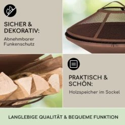 Aguilera Feuerschale Mit Grill Ø 65 Cm Holzlager Stahl -Deutschland Klarstein Verkaufs-Shop 10041127 de 0004 usp