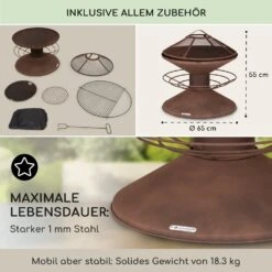 Aguilera Feuerschale Mit Grill Ø 65 Cm Holzlager Stahl -Deutschland Klarstein Verkaufs-Shop 10041127 de 0005 usp