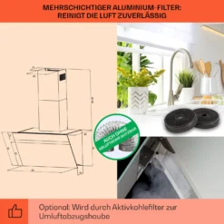 Ava 60 Dunstabzugshaube 60cm Wandhaube WiFi A++ 515m³/h Touch -Deutschland Klarstein Verkaufs-Shop 10041169 de 0005 usp