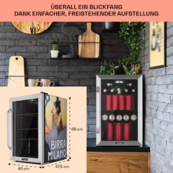 Beersafe 70 Birra Milano Edition Kühlschrank 70 Liter 3 Böden Panoramaglastür Edelstahl -Deutschland Klarstein Verkaufs-Shop 10041179 de 0007 usp