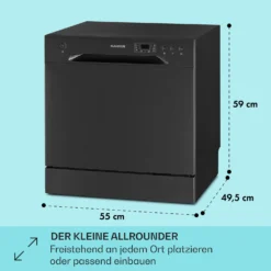 Amazonia 8 Geschirrspülmaschine 1620 Watt Für 8 Maßgedecke 49 DB Aquastop -Deutschland Klarstein Verkaufs-Shop 10041204 de 0005 usp