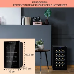 Barolo 15 Uno Weinkühlschrank 48 Ltr 15 Flaschen 11-18°C SingleZone -Deutschland Klarstein Verkaufs-Shop 10041207 de 0006 usp
