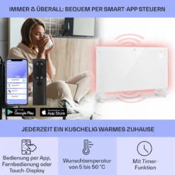 Bansin Crystal Smart Konvektions-Heizgerät 1500W 5 - 50 °C App-Steuerung -Deutschland Klarstein Verkaufs-Shop 10041210 de 0003 usp