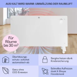 Bansin Crystal Smart Konvektions-Heizgerät 1500W 5 - 50 °C App-Steuerung -Deutschland Klarstein Verkaufs-Shop 10041210 de 0004 usp