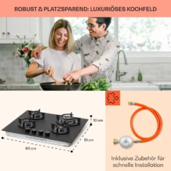Firetale Gaskochfeld 4-flammig 60 Cm Aluminium-Brenner Inkl. Schlauch Und Druckminderer -Deutschland Klarstein Verkaufs-Shop 10041299 de 0006 usp