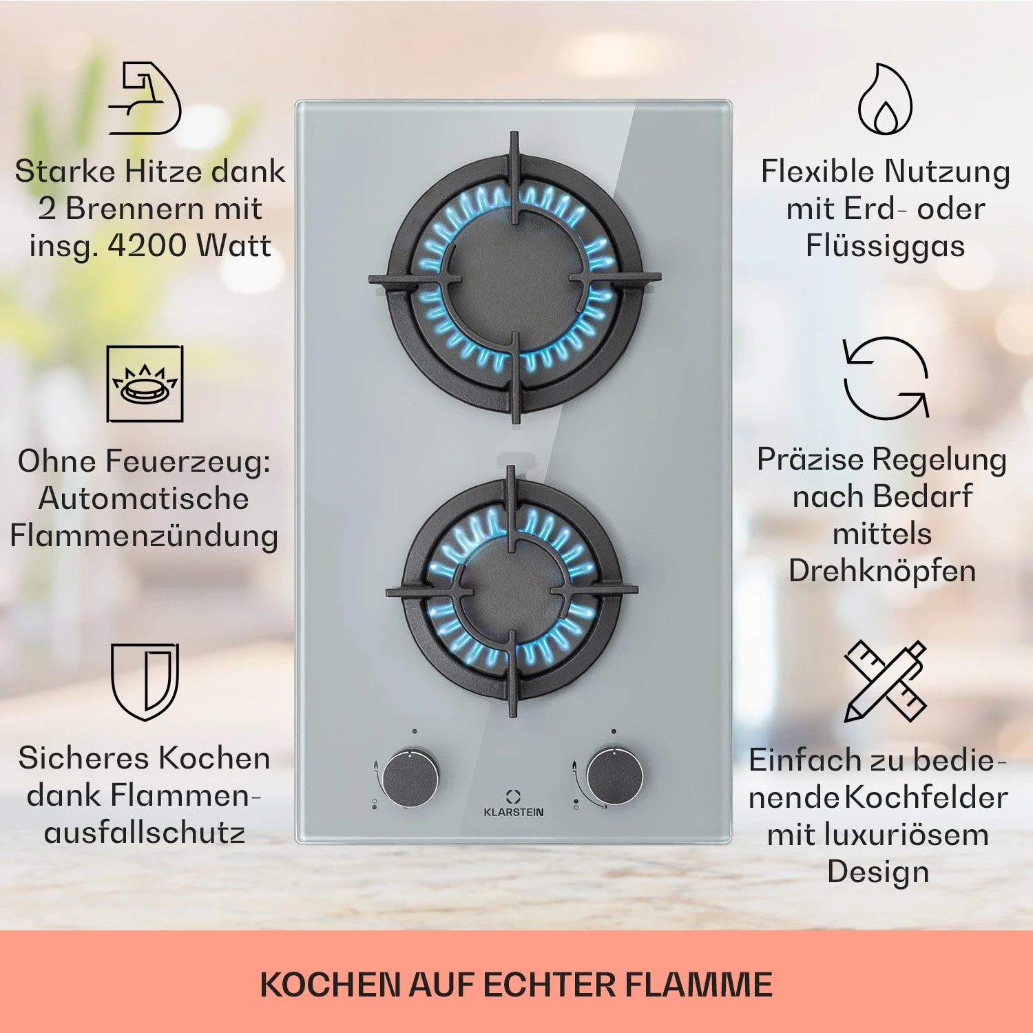 Firetale Gaskochfeld 2-flammig Aluminium-Brenner Erdgas/Propangas inkl. Schlauch und Druckminderer Firetale Gaskochfeld 2-flammig Aluminium-Brenner Erdgas/Propangas Inkl. Schlauch Und Druckminderer -Deutschland Klarstein Verkaufs-Shop 10041301 de 0002 usp