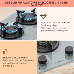 Firetale Gaskochfeld 2-flammig Aluminium-Brenner Erdgas/Propangas Inkl. Schlauch Und Druckminderer 3 Firetale Gaskochfeld 2-flammig Aluminium-Brenner Erdgas/Propangas Inkl. Schlauch Und Druckminderer -Deutschland Klarstein Verkaufs-Shop 10041301 de 0004 usp