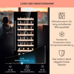 Barossa 38 Uno Weinkühlschrank 1 Zone 94 Ltr 38 Fl Touch-Display -Deutschland Klarstein Verkaufs-Shop 10041306 de 0004 usp