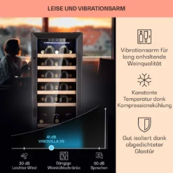 Vinovilla 29 Built-In Weinkühlschrank 81 L / 29 Fl. 1 Zone Glastür Edelstahl -Deutschland Klarstein Verkaufs-Shop 10041309 de 0004 logo