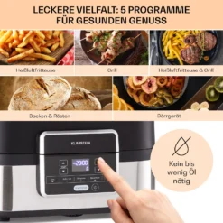 Combo Air Grill-Heißluftfritteuse 5 Programme 1500 Watt 4,5 L Grillkorb 2,5 L Frittierkorb 2 Combo Air Grill-Heißluftfritteuse 5 Programme 1500 Watt 4,5 L Grillkorb 2,5 L Frittierkorb -Deutschland Klarstein Verkaufs-Shop 10041330 de 0003 usp