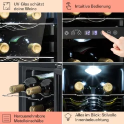 Shiraz 12 Duo Weinkühlschrank 2 Zonen 42L/12 Flaschen 5-12 / 12-18 °C Touch -Deutschland Klarstein Verkaufs-Shop 10041361 de 0005 usp