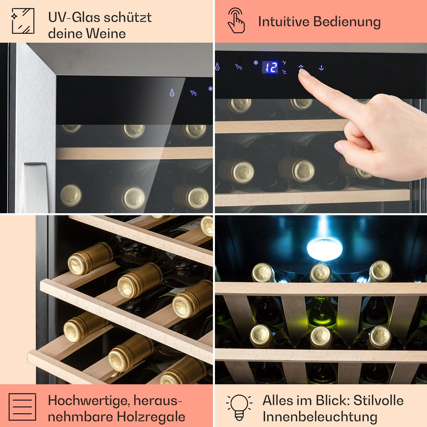Vinamour 32 Uno Weinkühlschrank 1 Zone 95 L / 36 Flaschen 4-18°C Touch Vinamour 32 Uno Weinkühlschrank 1 Zone 95 L / 36 Flaschen 4-18°C Touch -Deutschland Klarstein Verkaufs-Shop 10041393 de 0005 usp