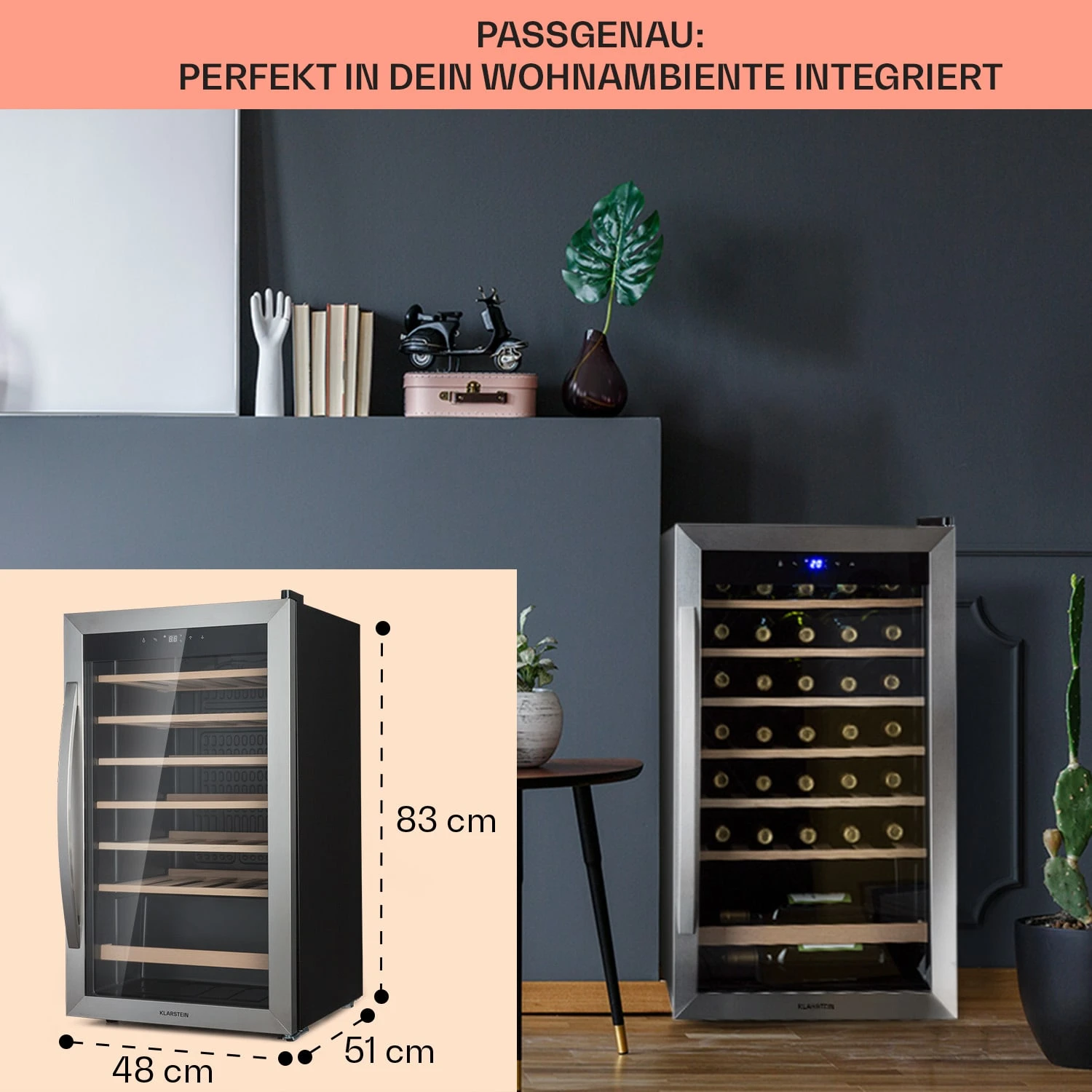 Vinamour 32 Uno Weinkühlschrank 1 Zone 95 L / 36 Flaschen 4-18°C Touch Vinamour 32 Uno Weinkühlschrank 1 Zone 95 L / 36 Flaschen 4-18°C Touch -Deutschland Klarstein Verkaufs-Shop 10041393 de 0006 usp