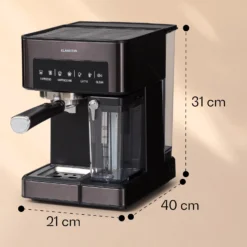 Arabica Comfort Espressomaschine 1350W 20 Bar 1,8l Touch-Bedienfeld -Deutschland Klarstein Verkaufs-Shop 10041523 yy 0011 dimensions