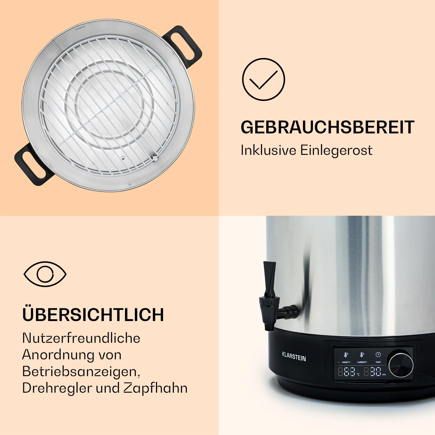 Abbey 25 Einkochautomat Getränkespender 25L 100°C 180min Edelstahl Abbey 25 Einkochautomat Getränkespender 25L 100°C 180min Edelstahl -Deutschland Klarstein Verkaufs-Shop 10041838 de 0006 logo