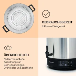 Abbey 40 Einkochautomat Getränkespender 40L 100°C 180min Edelstahl -Deutschland Klarstein Verkaufs-Shop 10041839 de 0006 logo