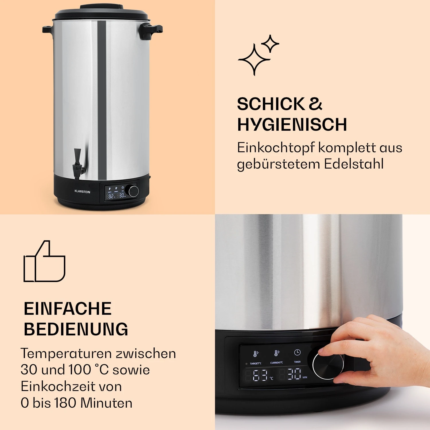 Abbey 60 Einkochautomat Getränkespender 60L 100°C 180min Edelstahl Abbey 60 Einkochautomat Getränkespender 60L 100°C 180min Edelstahl -Deutschland Klarstein Verkaufs-Shop 10041840 de 0004 logo