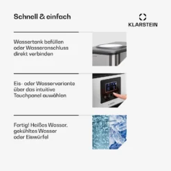 Aqueous Eiswürfelmaschine 3-in-1: Eiswürfel, Wasserspender: Heiß & Kalt 20 Kg/24h -Deutschland Klarstein Verkaufs-Shop 10041845 de 0004 usp