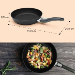 Noto Endurance Bratpfanne Ø24 Cm Geschmiedetes Aluminium Abnehmbarer Griff -Deutschland Klarstein Verkaufs-Shop 10045002 yy 0009 dimensions