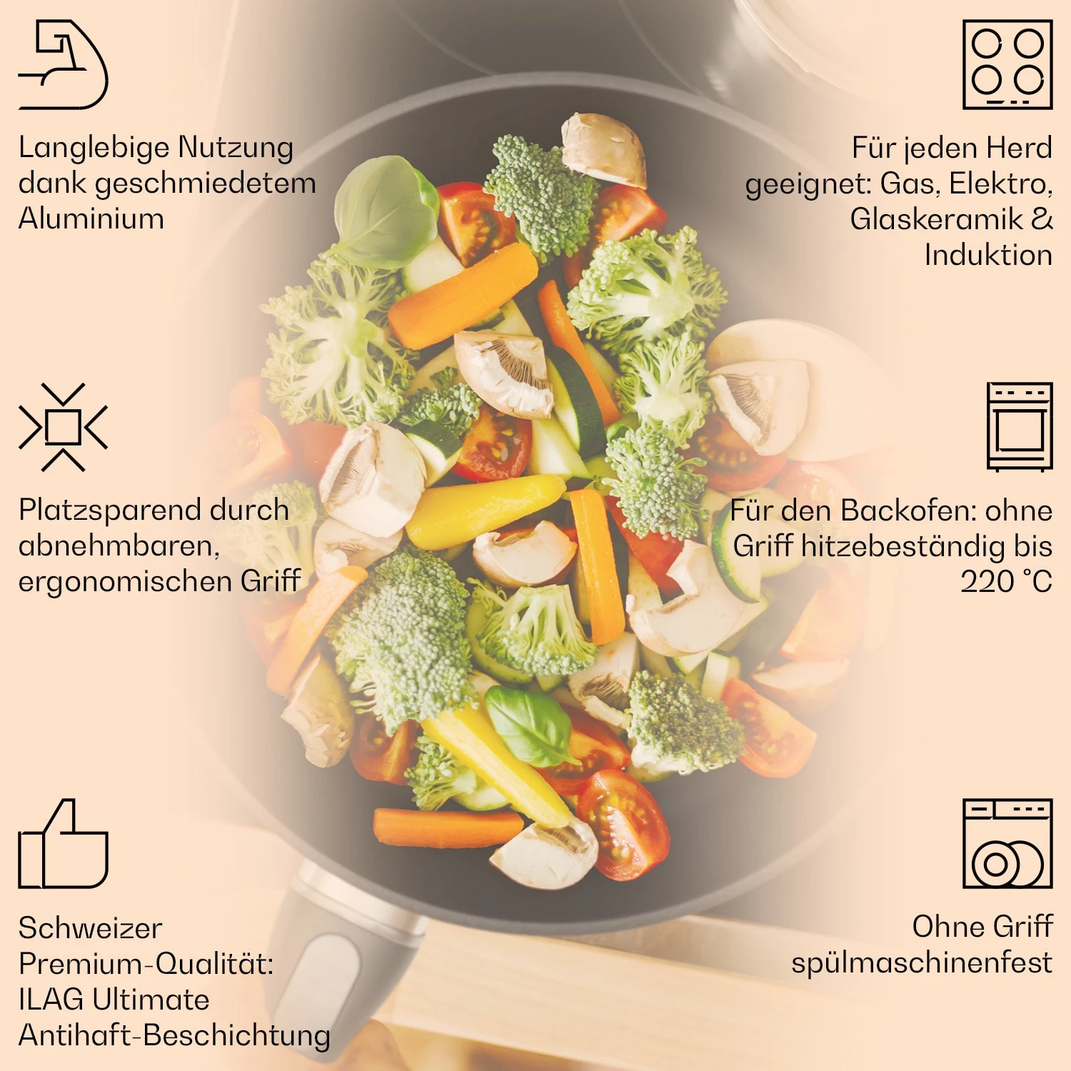 Noto Endurance Bratpfanne Ø28 cm geschmiedetes Aluminium abnehmbarer Griff Noto Endurance Bratpfanne Ø28 Cm Geschmiedetes Aluminium Abnehmbarer Griff -Deutschland Klarstein Verkaufs-Shop 10045003 de 0002 usp