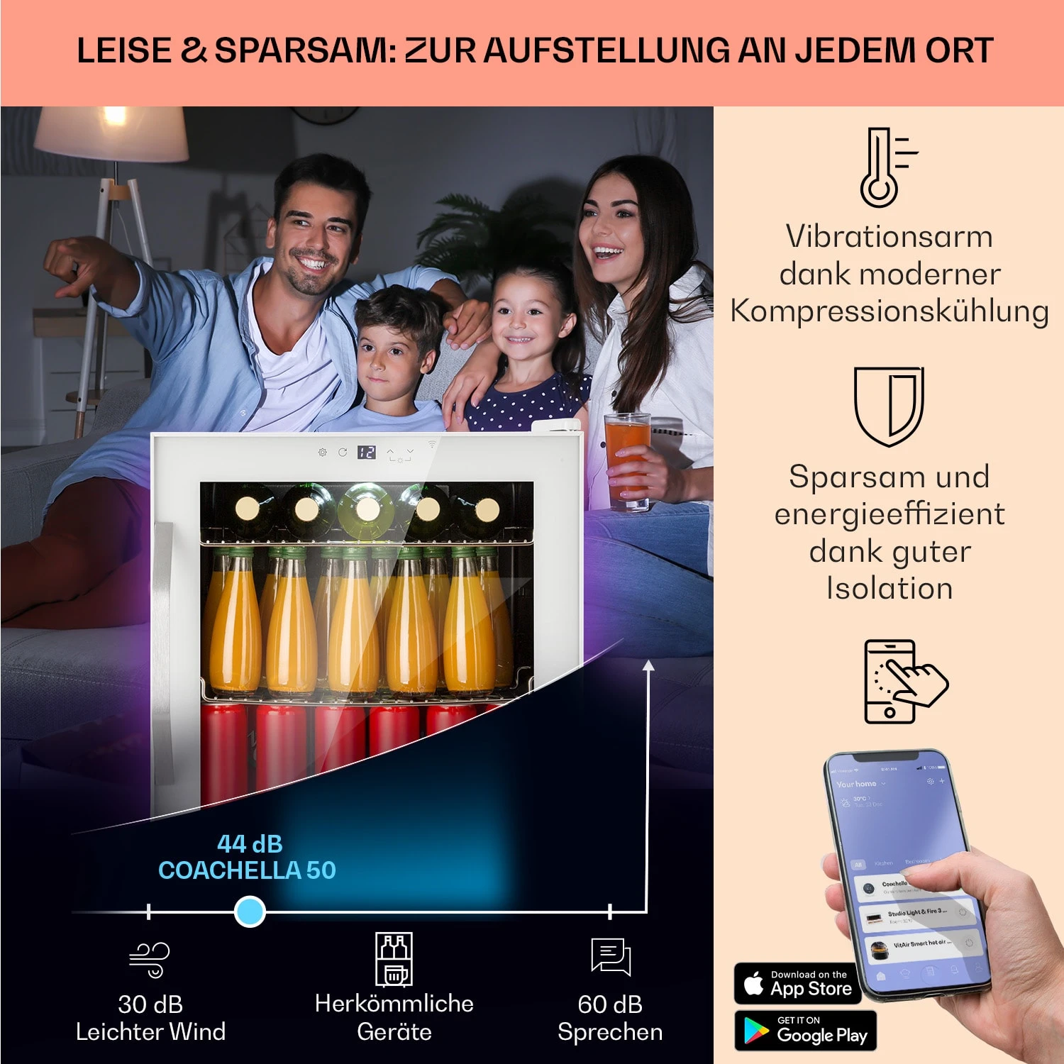 Coachella 50 Weinkühlschrank 47 Liter WiFi-Funktion Hintergrundbeleuchtung Edelstahl Coachella 50 Weinkühlschrank 47 Liter WiFi-Funktion Hintergrundbeleuchtung Edelstahl -Deutschland Klarstein Verkaufs-Shop 10045041 de 0003 usp