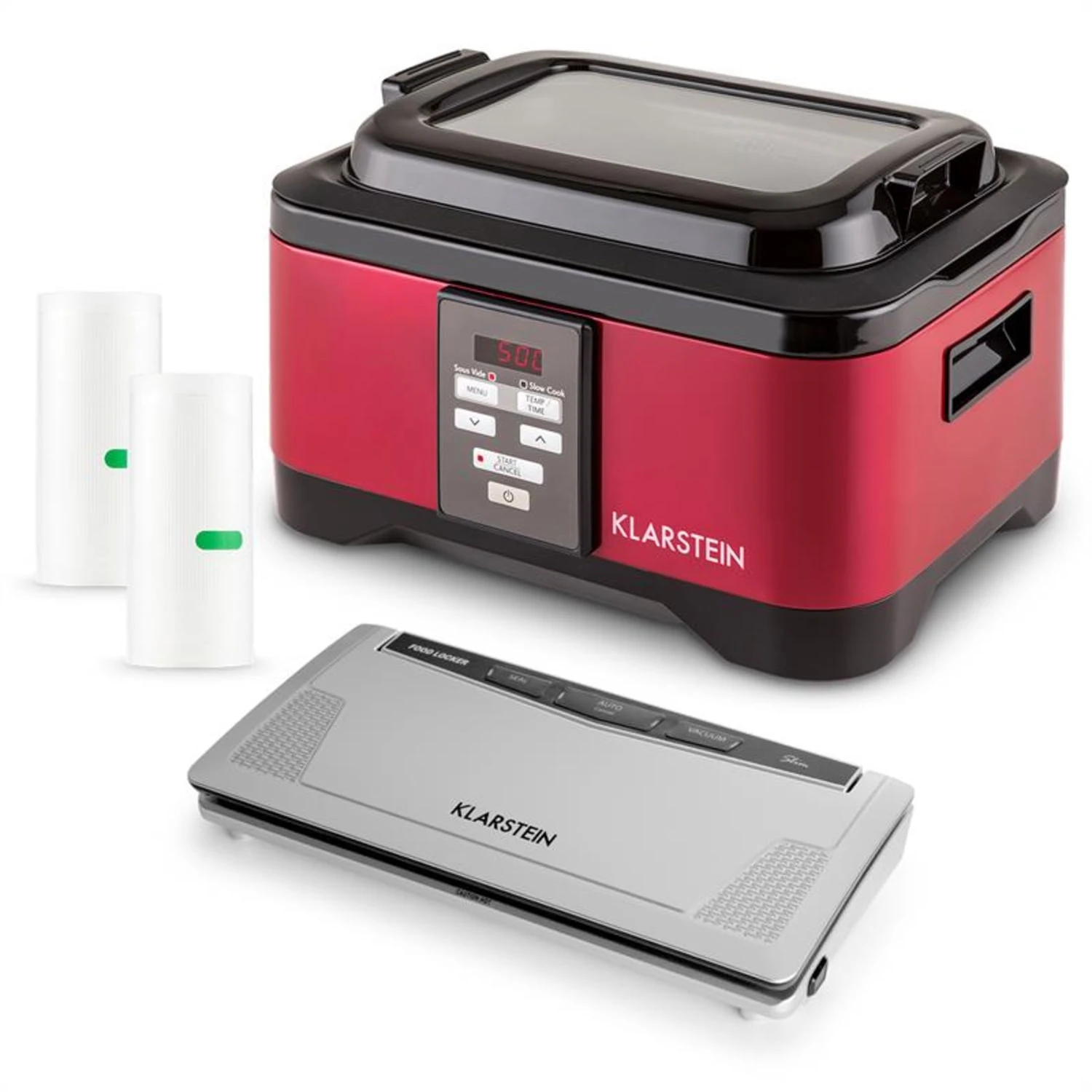 Tastemaker Sous Vide Garer mit Foodlocker Slim Vakuumierer und Vakuumierfolien-Rolle Komplett-Set Tastemaker Sous Vide Garer Mit Foodlocker Slim Vakuumierer Und Vakuumierfolien-Rolle Komplett-Set -Deutschland Klarstein Verkaufs-Shop 60001816 yy 0001 titel Klarstein Tastemaker Sous vide FoodLocker Slim
