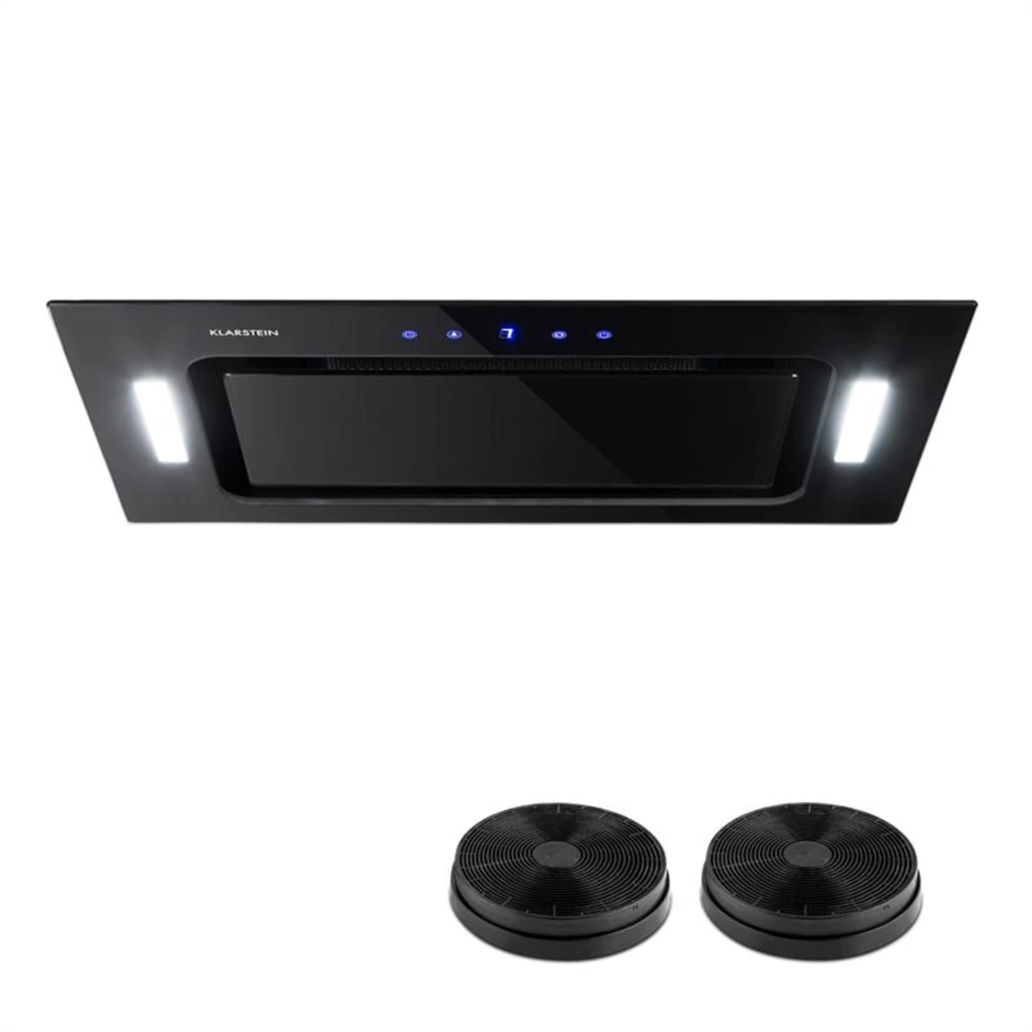 HEKTOR Dunstabzugshaube Beleuchtung Aluminium-Filter Timer Schwarz -Deutschland Klarstein Verkaufs-Shop 60002314 yy 0001 front Set Hektor 2 Aktivkohlefilter